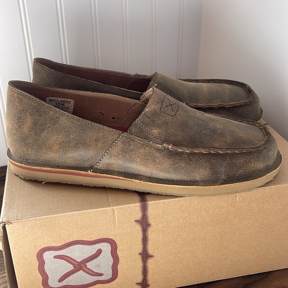 Twisted X Distressed Brown Slip-On Loafers - Picture 4 of 8